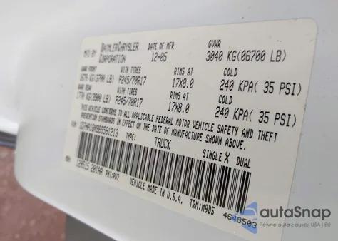 2006 Dodge Ram 1500 Slt z USA, uszkodzony, nr VIN 1D7HA18N96S591213